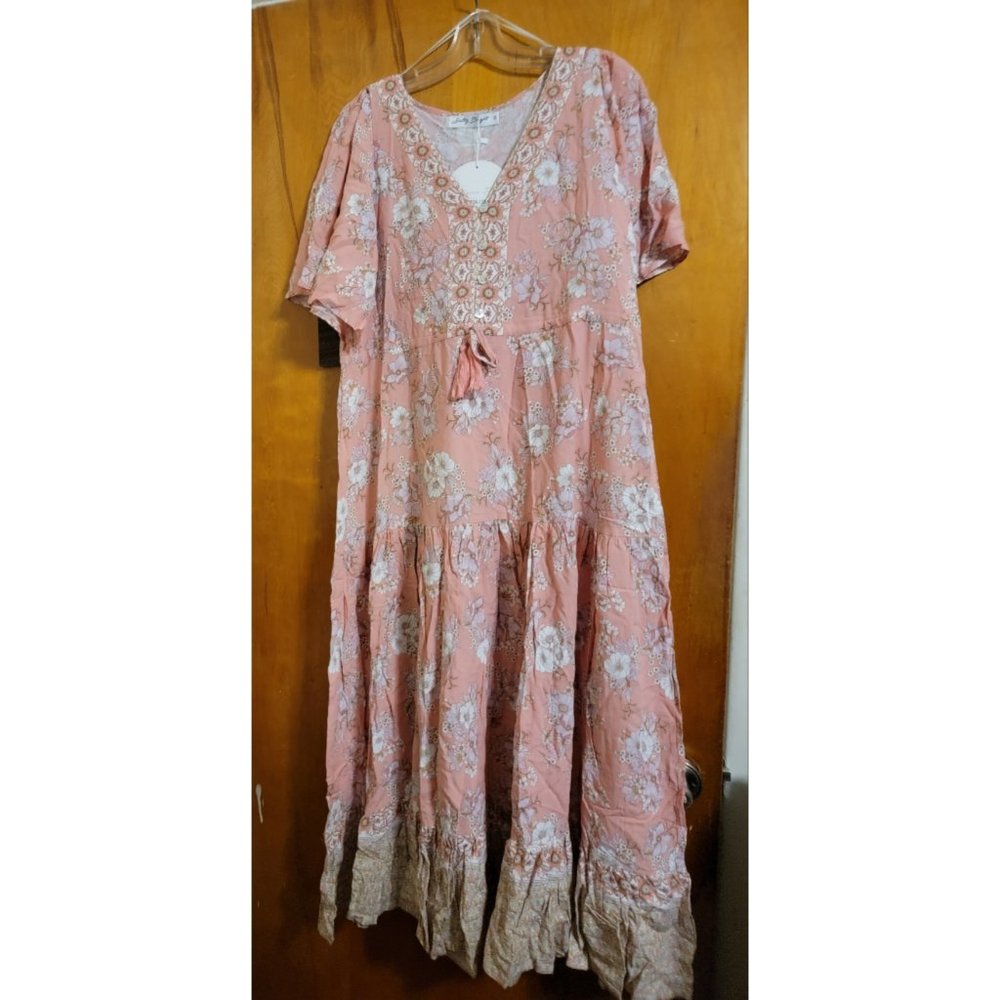 Salty Bright Pink Floral Boho Dress